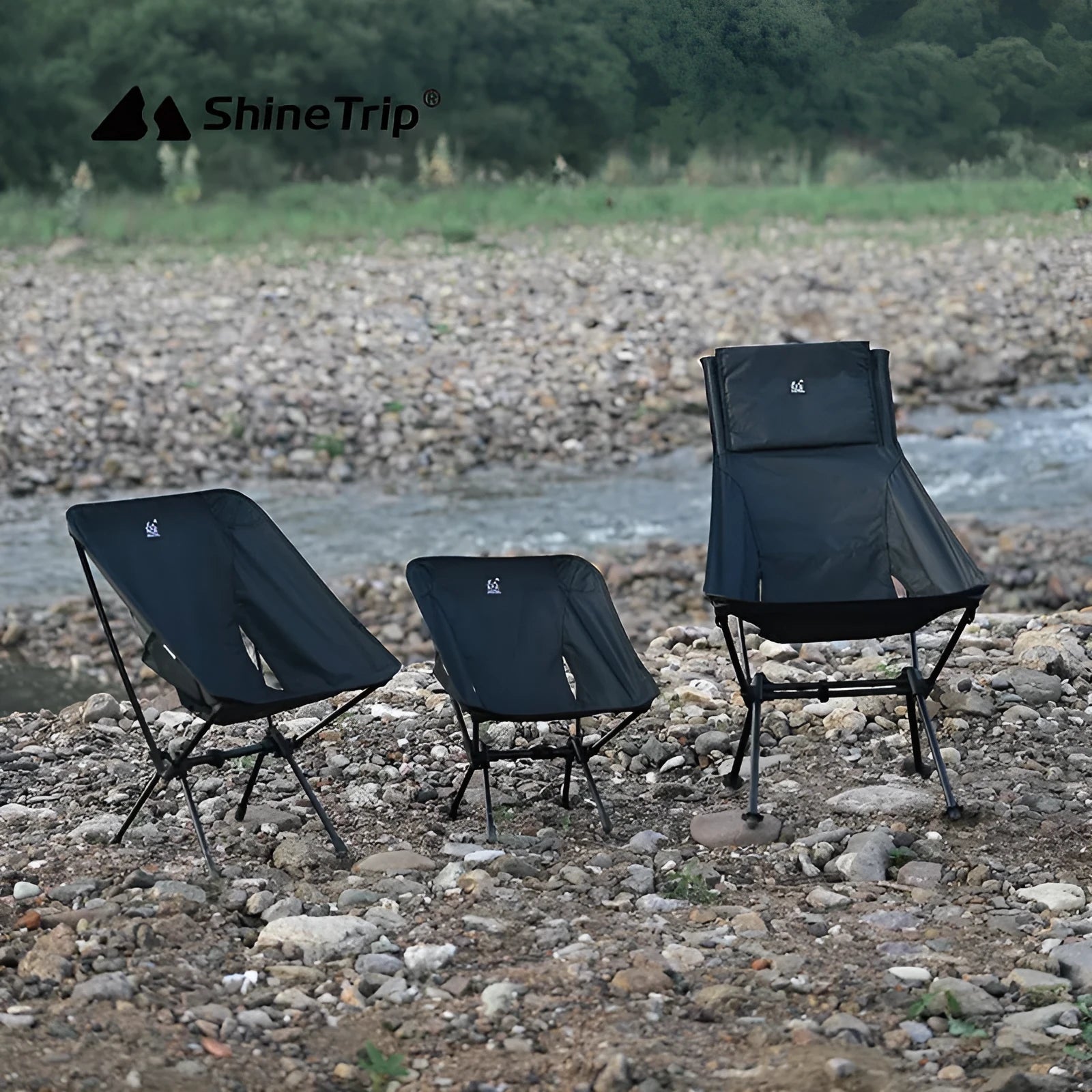 Folding moon chair with aluminium alloy frame and Oxford cloth seat in army green high back style