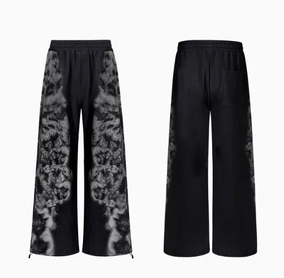 Printed loose street fashion trousers with hoodie and seven-inch pants three-piece set