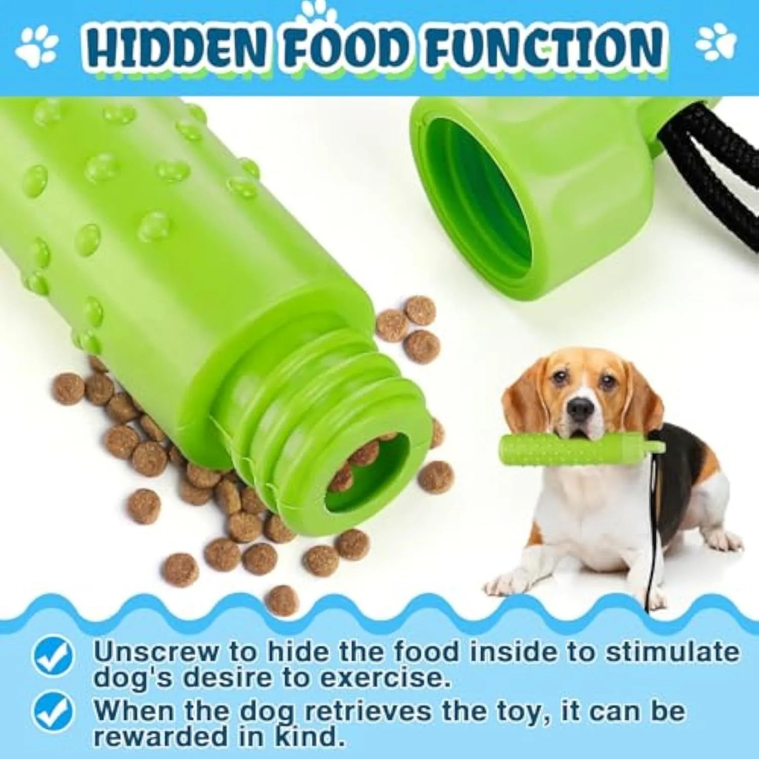 Floating dog pool toys in red and green TPR with rope, resting on water surface