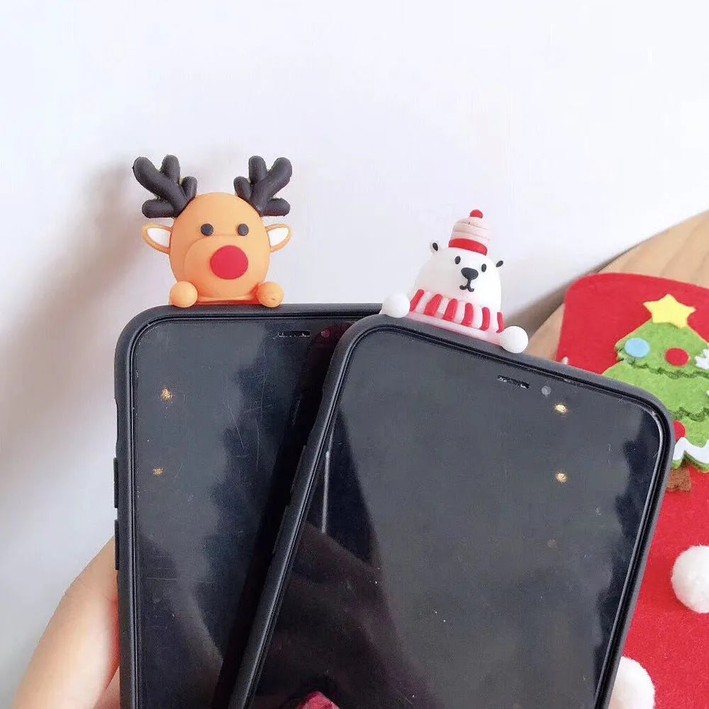 Silicone Christmas phone case back cover for various iPhone models in multiple colours.
