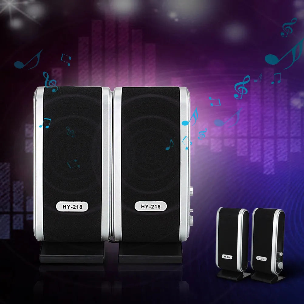 Black notebook mini speaker with USB cable for laptop computer stereo audio