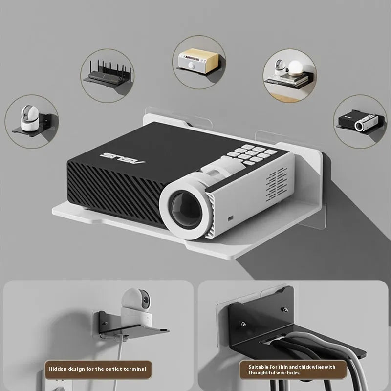 Punch-free carbon steel projector wall hanging bracket in black for large devices