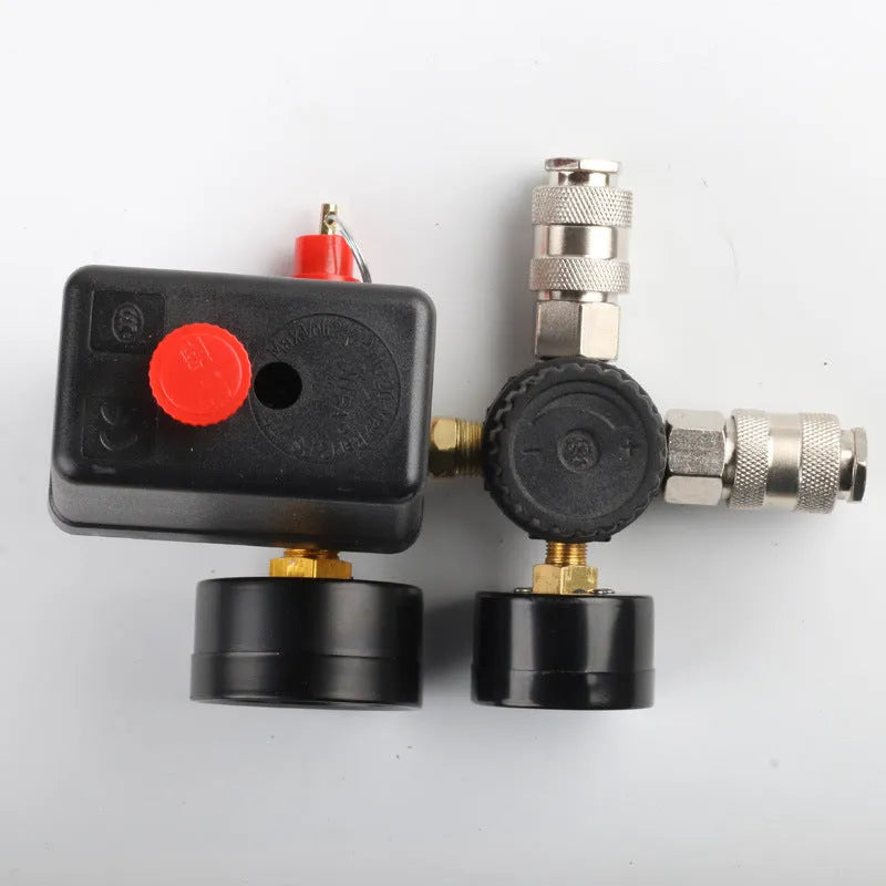 Air compressor pressure switch assembly with adjustable 0.5-0.8 MPA range and dual 220V 380V voltage compatibility