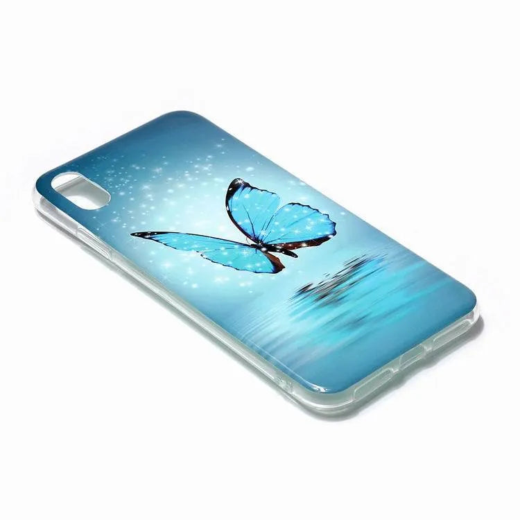 Luminous phone case back cover with butterfly cartoon pattern for iPhone