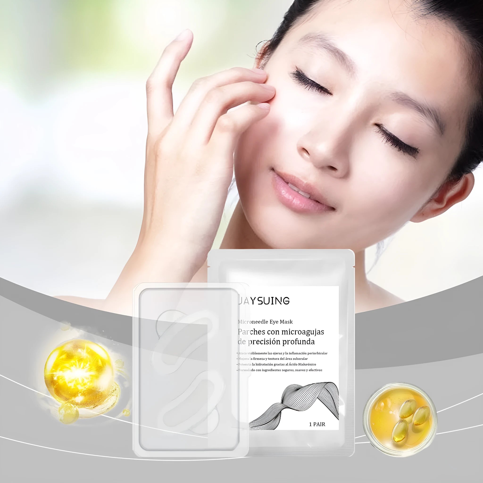 Micro needle eye mask patch with hyaluronic acid and Centella Asiatica extract for eye area