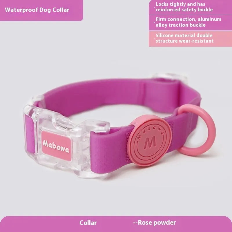 Nylon dog collar and hand-holding rope set in smoky gray, lemon yellow, rose pink, new green, with 1.5m and 2.1m options