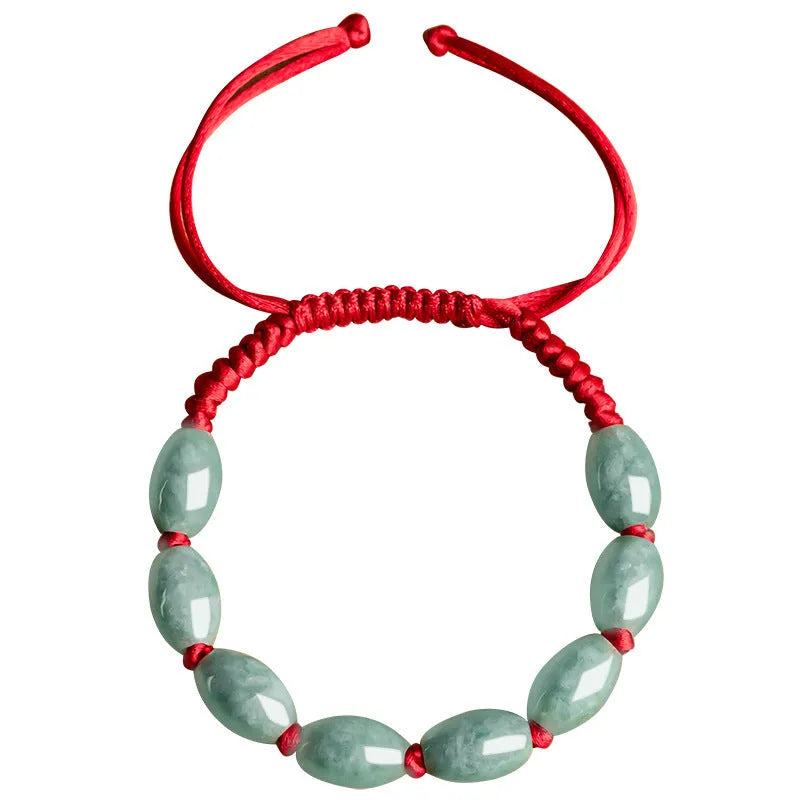 Natural jade bracelet in dark green for men with 9 beads, national style, on display with certificate.