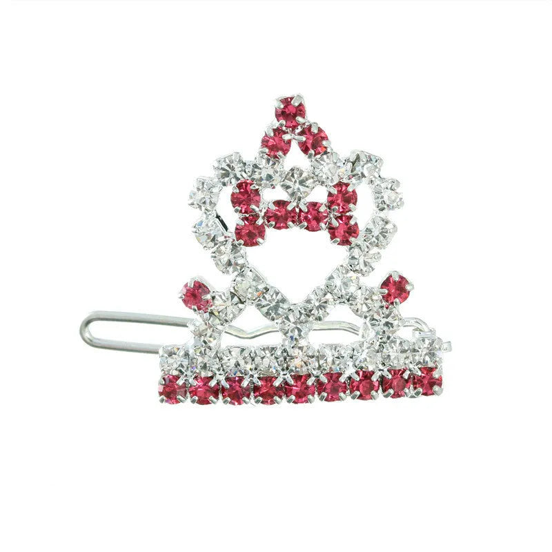3cm princess crown barrette for small dogs and cats in pink colour decorative pet hair clip