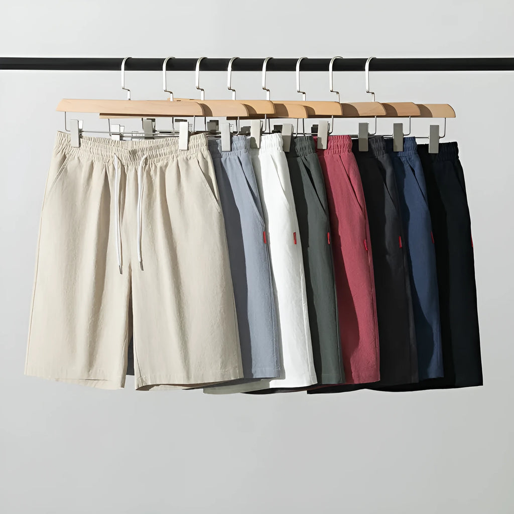 Cotton and linen cropped casual trousers in a solid colour with a drawstring waist.