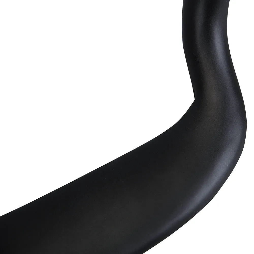Black carbon fibre bent handlebar with large angle outer swing, 31.8mm clamp, 125mm drop, 80mm extension