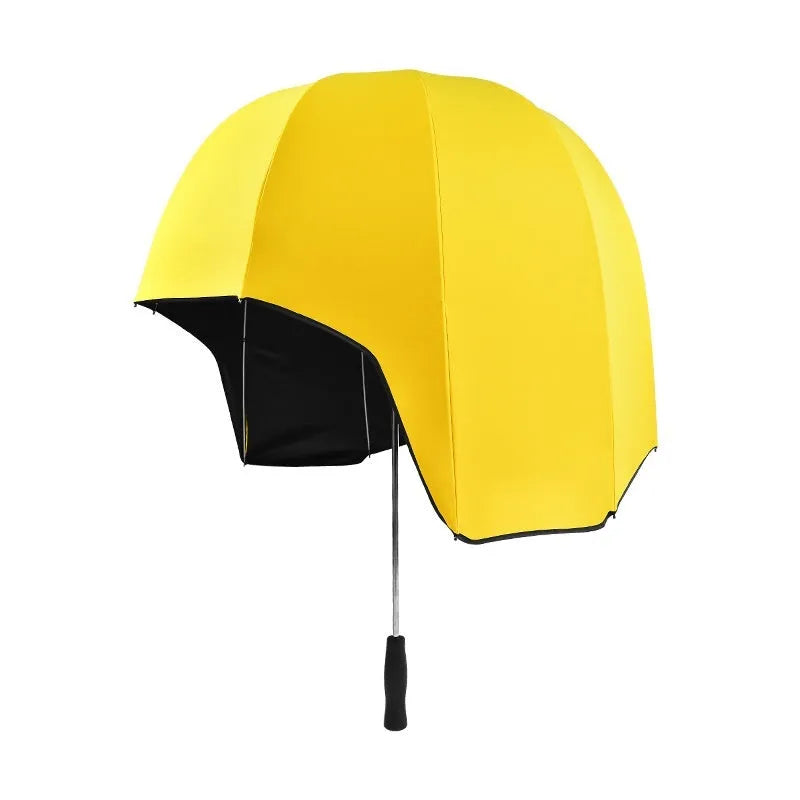 Helmet umbrella with NC fabric canopy and EVA bone, 76cm unfolded, long handle, dual-purpose sun and rain protection