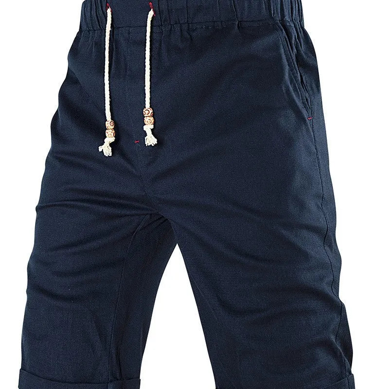 Men's summer sports shorts in black with drawstring waist and zipper pocket