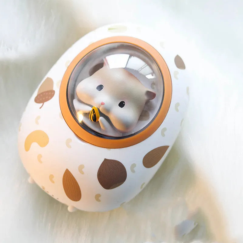 White hamster hand warmer power bank with 5000mAh battery and four gear heating settings
