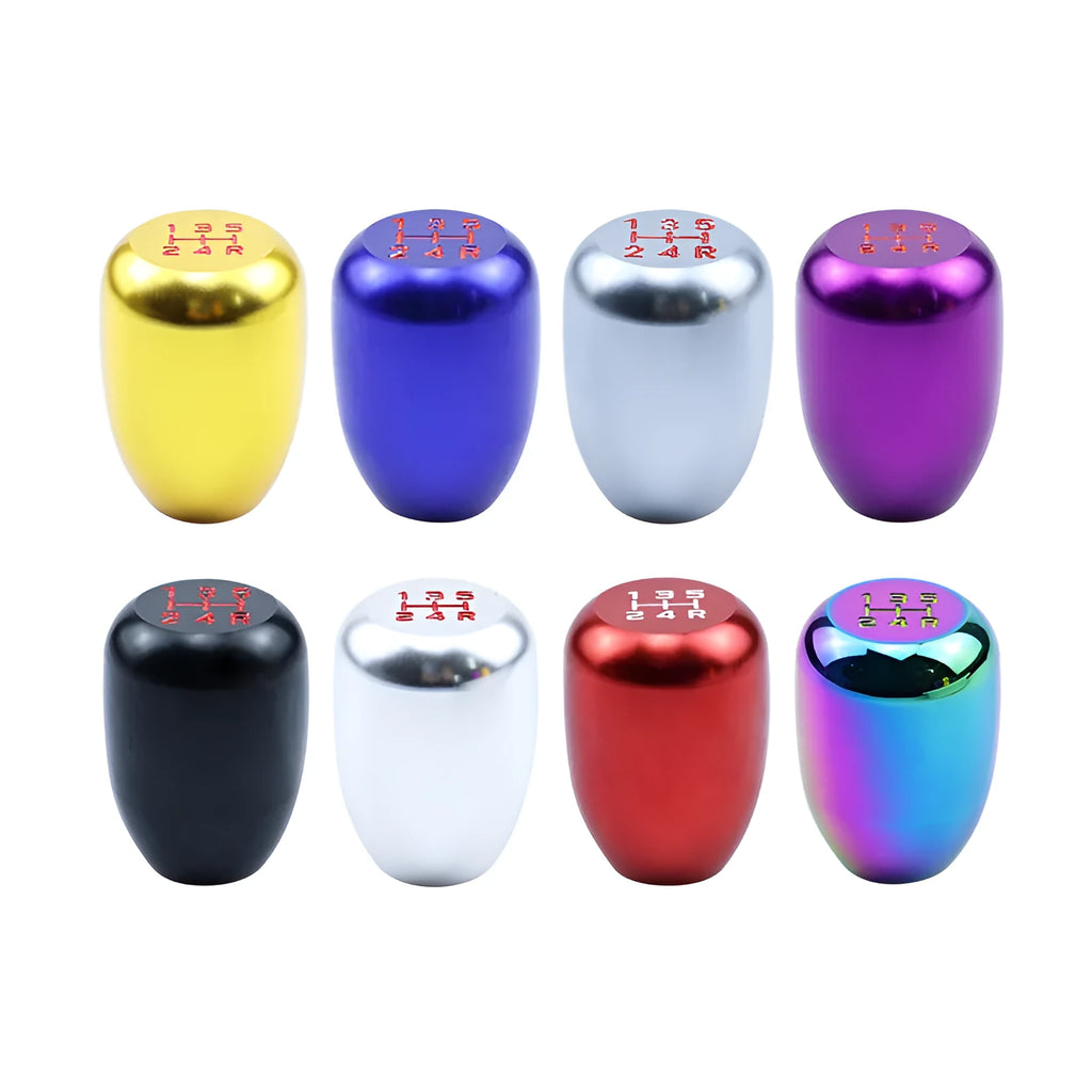 Universal aluminium alloy gear shift knob in black with three rubber sleeves for manual and automatic car transmissions