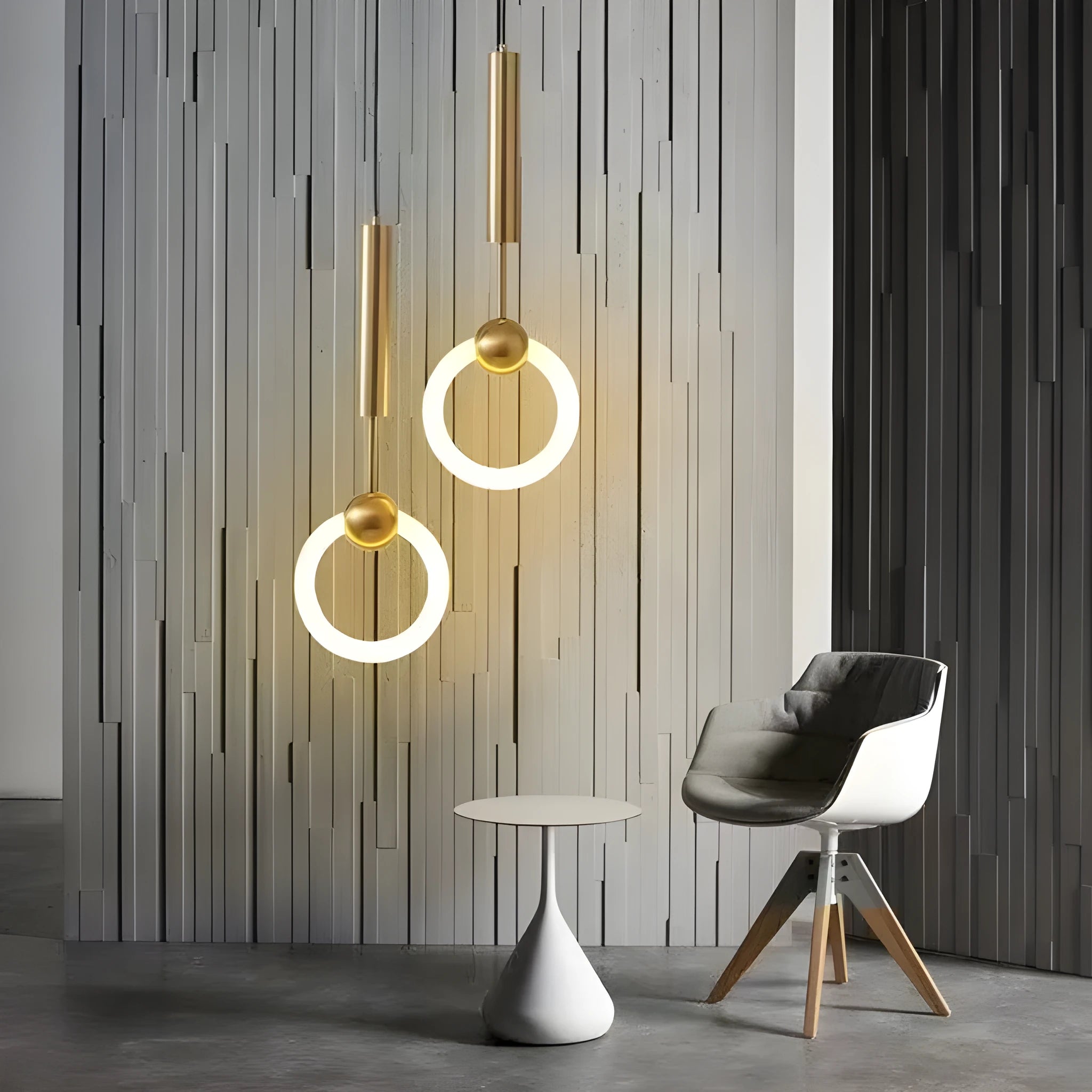 Nordic minimalist U-shaped bedside chandelier pendant light with tri-colour dimming functionality
