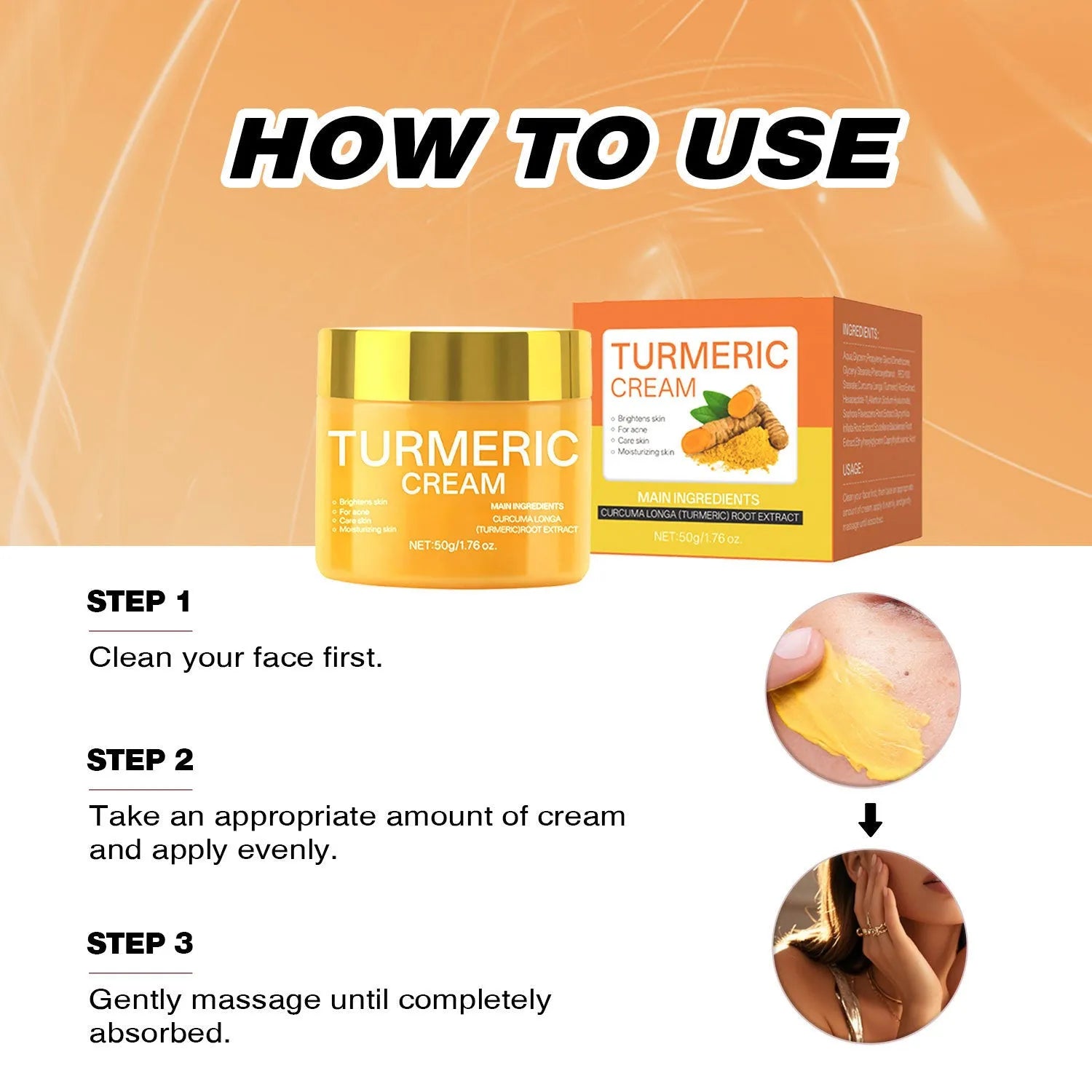 Brightening moisturising cream 50g in a compact 53mm square pot for skin hydration and nourishment