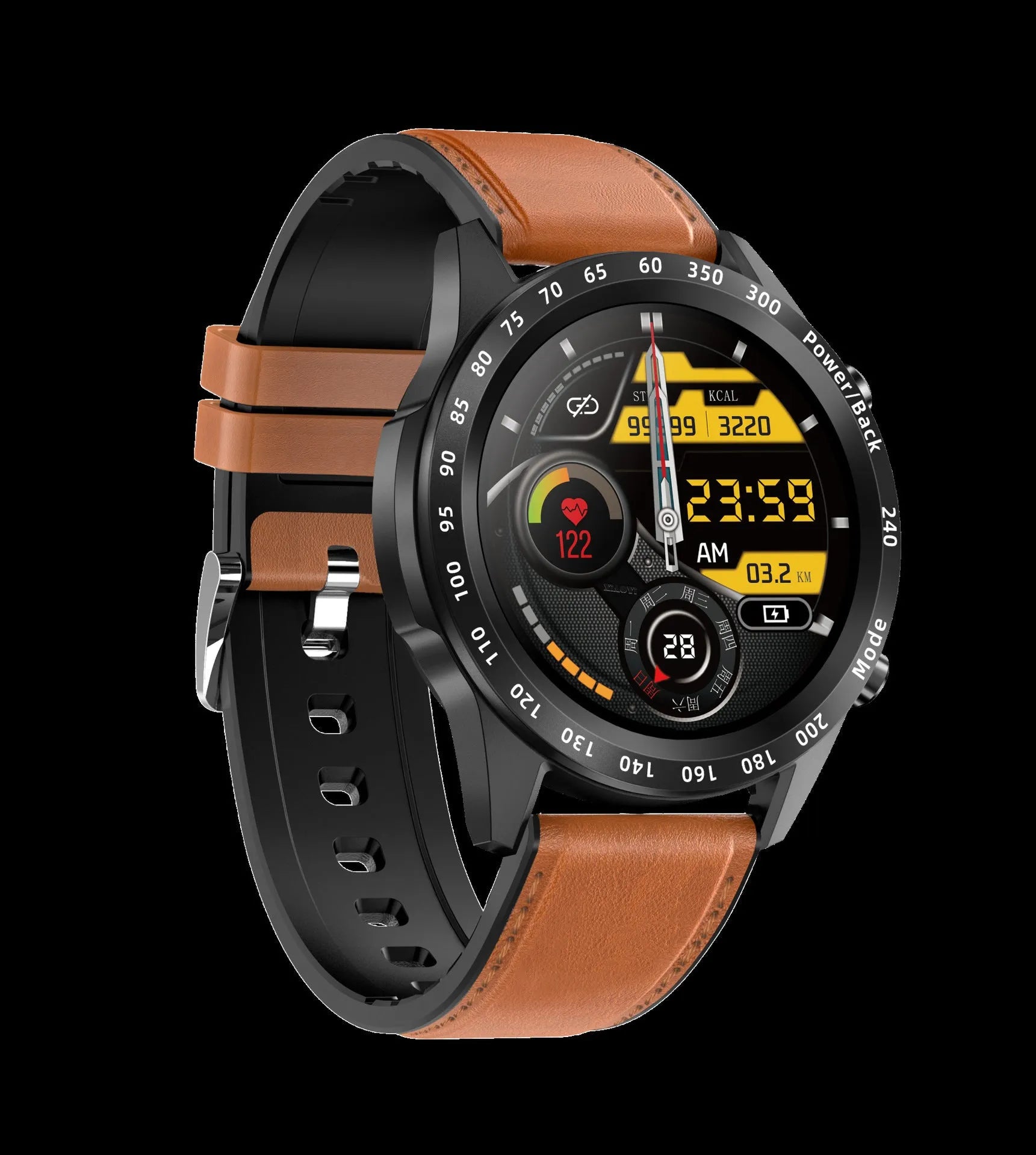 Bluetooth call smart watch with heart rate sleep blood pressure monitor, zinc alloy case, 1.3 inch touch screen, wrist strap