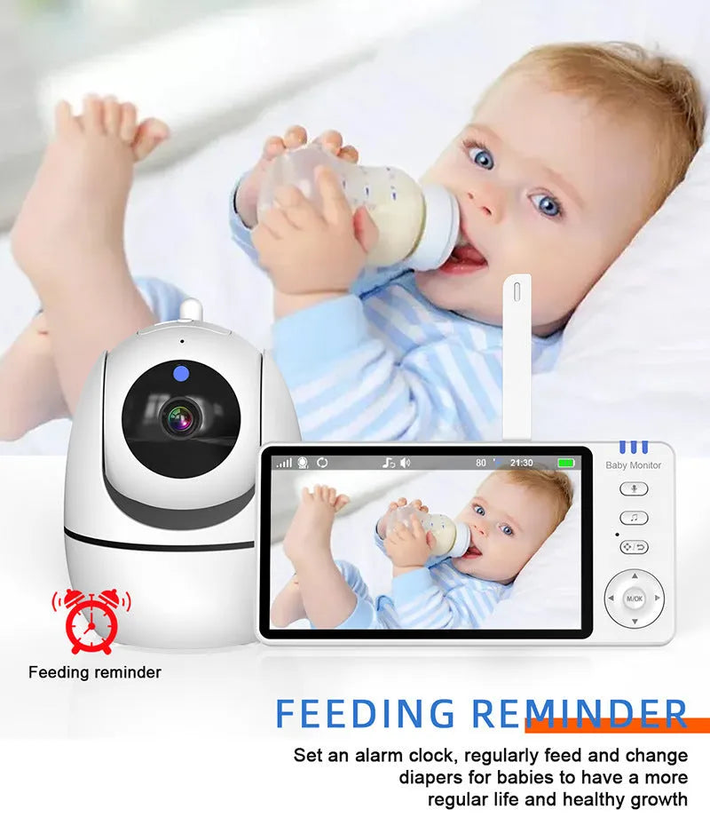 White HD wireless baby monitor with 5-inch LCD screen and camera