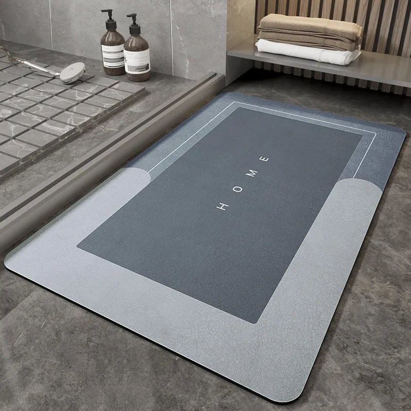 Blended fabric machine-woven bathroom floor mat in oval shape, Lake Baikal blue, 40x60cm size