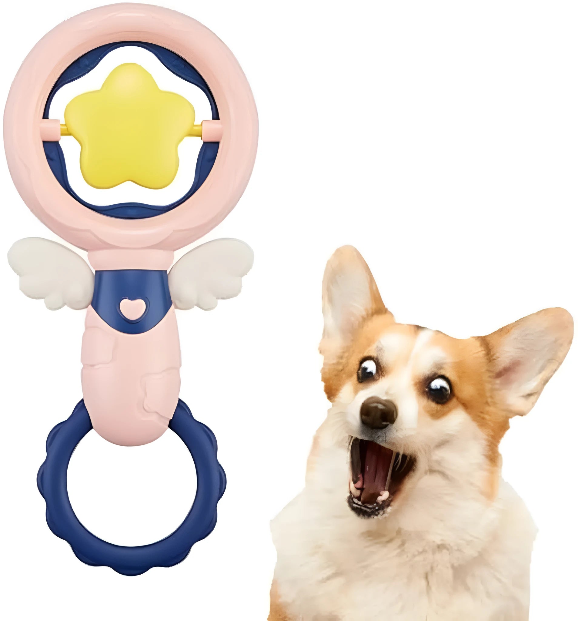 Pink interactive dog toy set for large breeds with chew-resistant squeaky toys and dental cleaning features