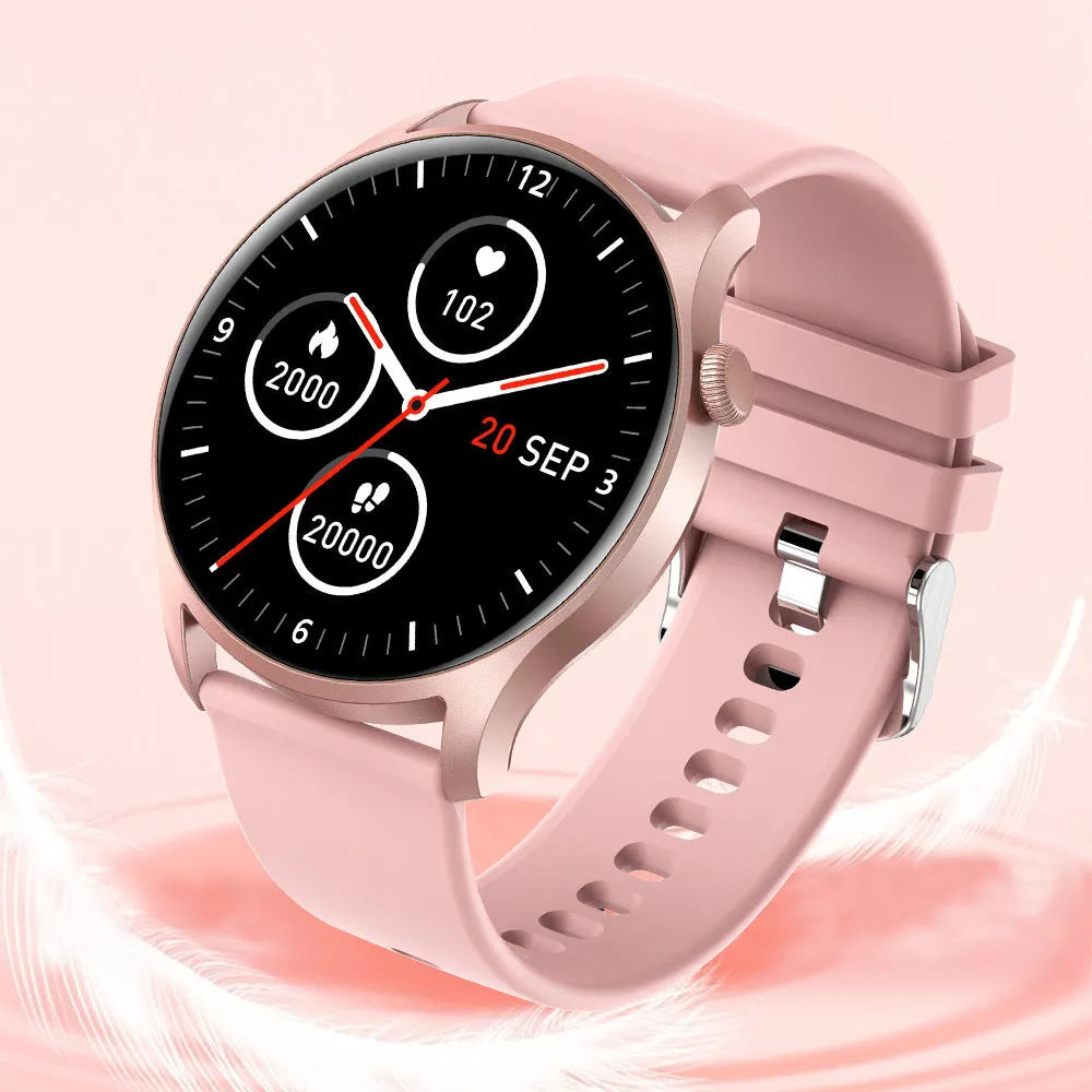 Smart watch with heart rate and blood pressure monitoring on 1.3-inch display