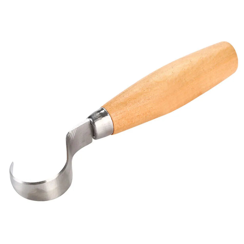 FastCraft Curve Carving Knife 100mm stainless steel blade with wood handle on table