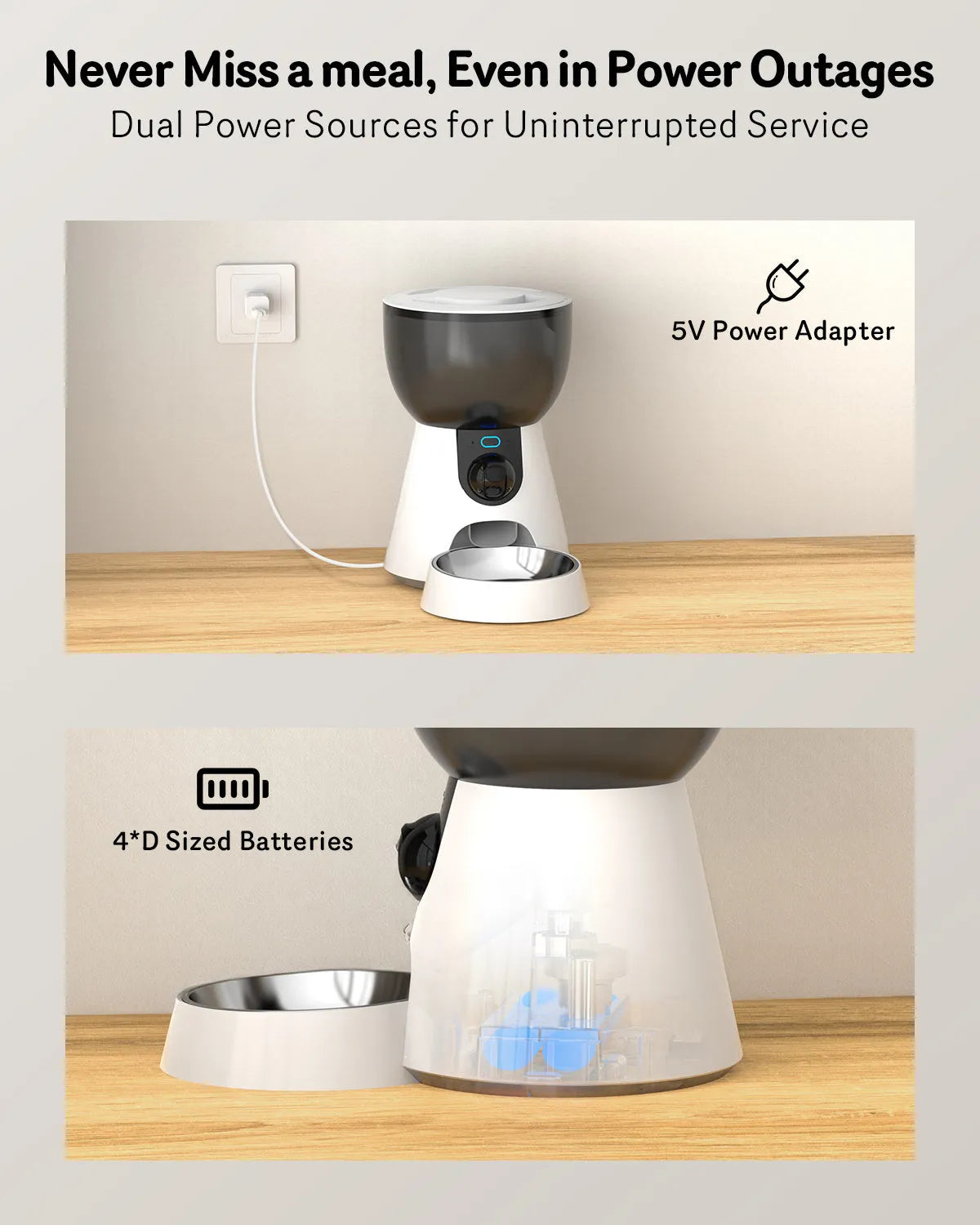 Automatic cat feeder with 1080P camera, 4L stainless steel tray, 5G WiFi, night vision
