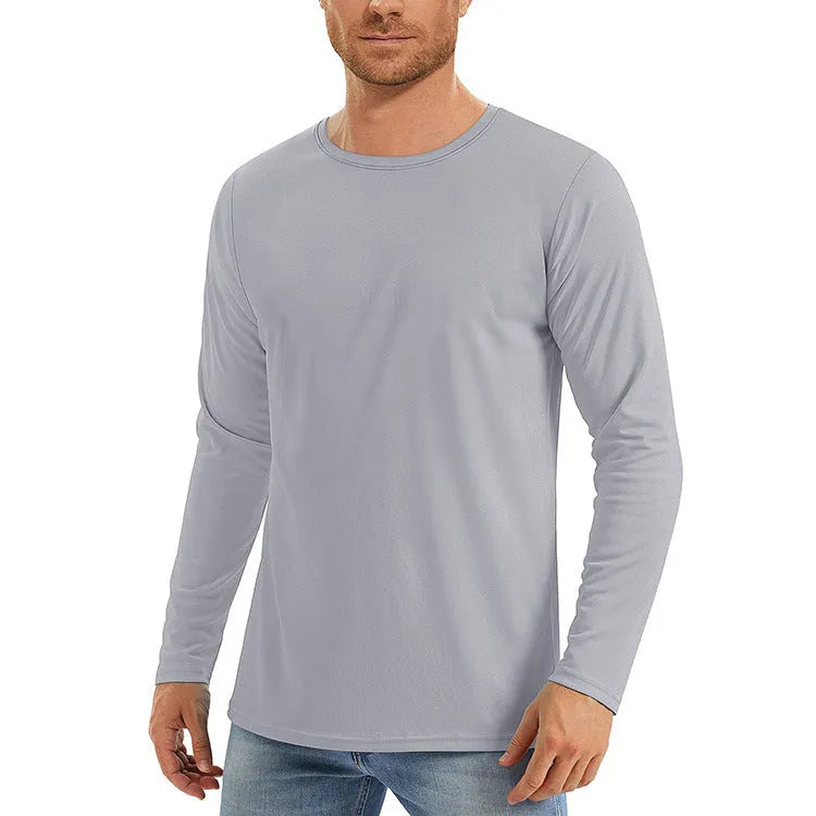 UV protection quick-dry casual long sleeve top in solid colour polyester fabric