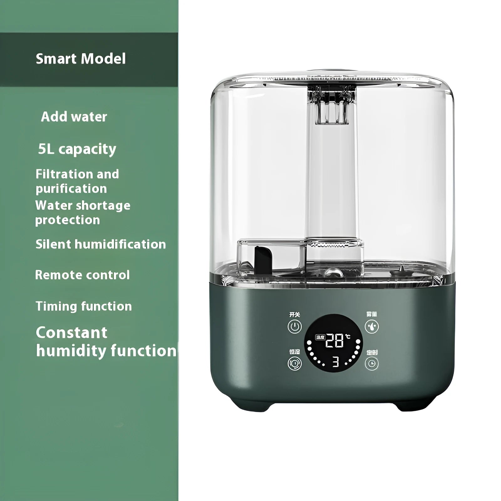 Green KC-112 intelligent humidifier with touch screen panel and remote control