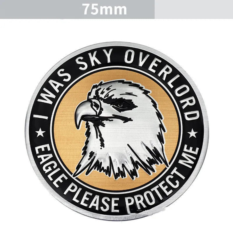 Aluminium car stickers showing eagle, lion, tiger and wolf head designs for vehicle decoration