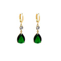 Geometric teardrop earrings in emerald green colour with alloy construction
