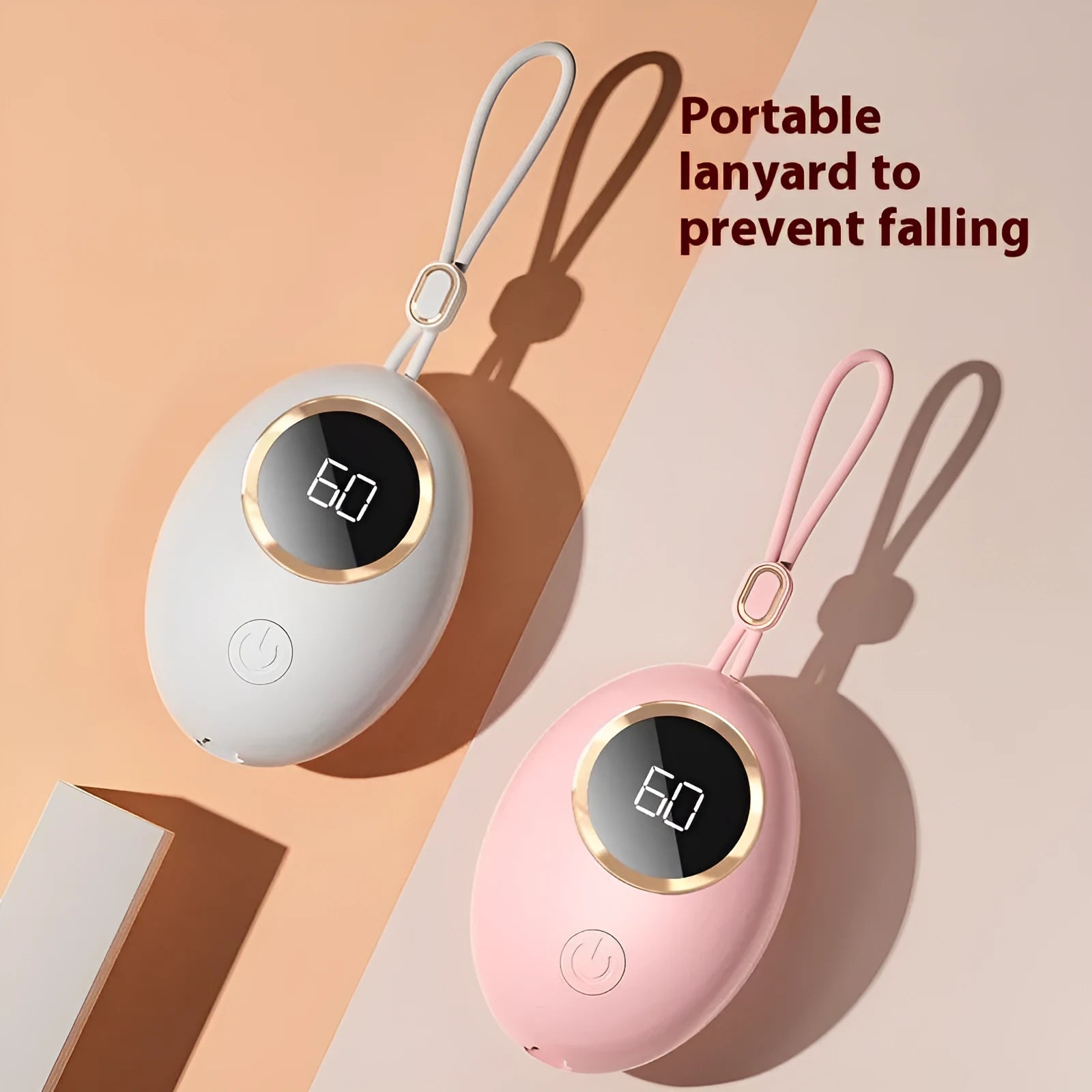 USB rechargeable hand warmer with digital display in multiple colour options