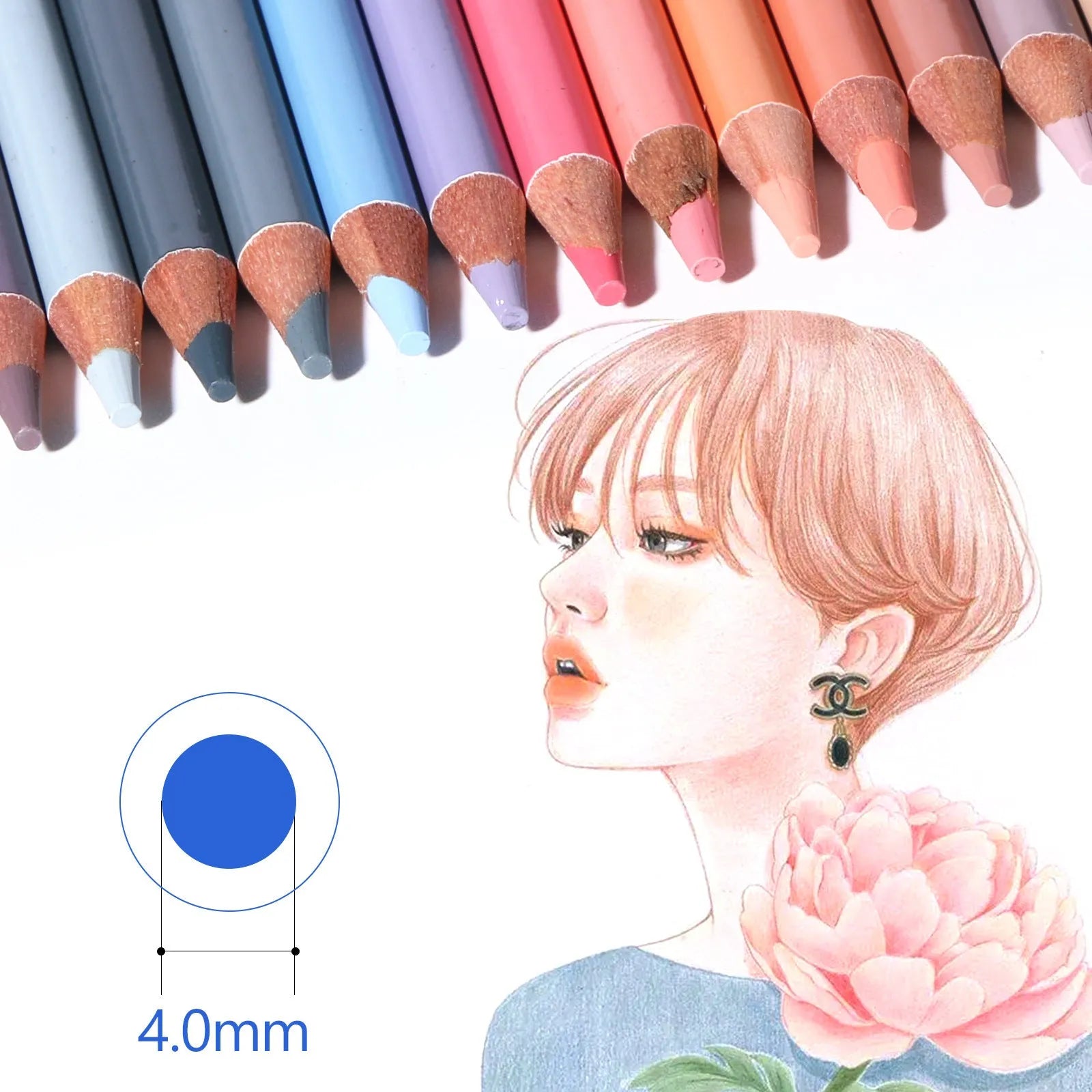 24 skin tone colour pencils in an iron tin case for portrait art projects