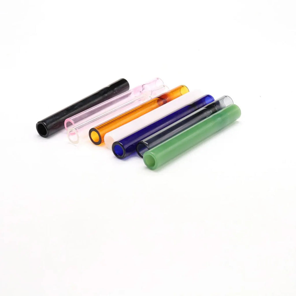 Telescopic glass smoke pipe with clear straight suction nozzle in transparent style
