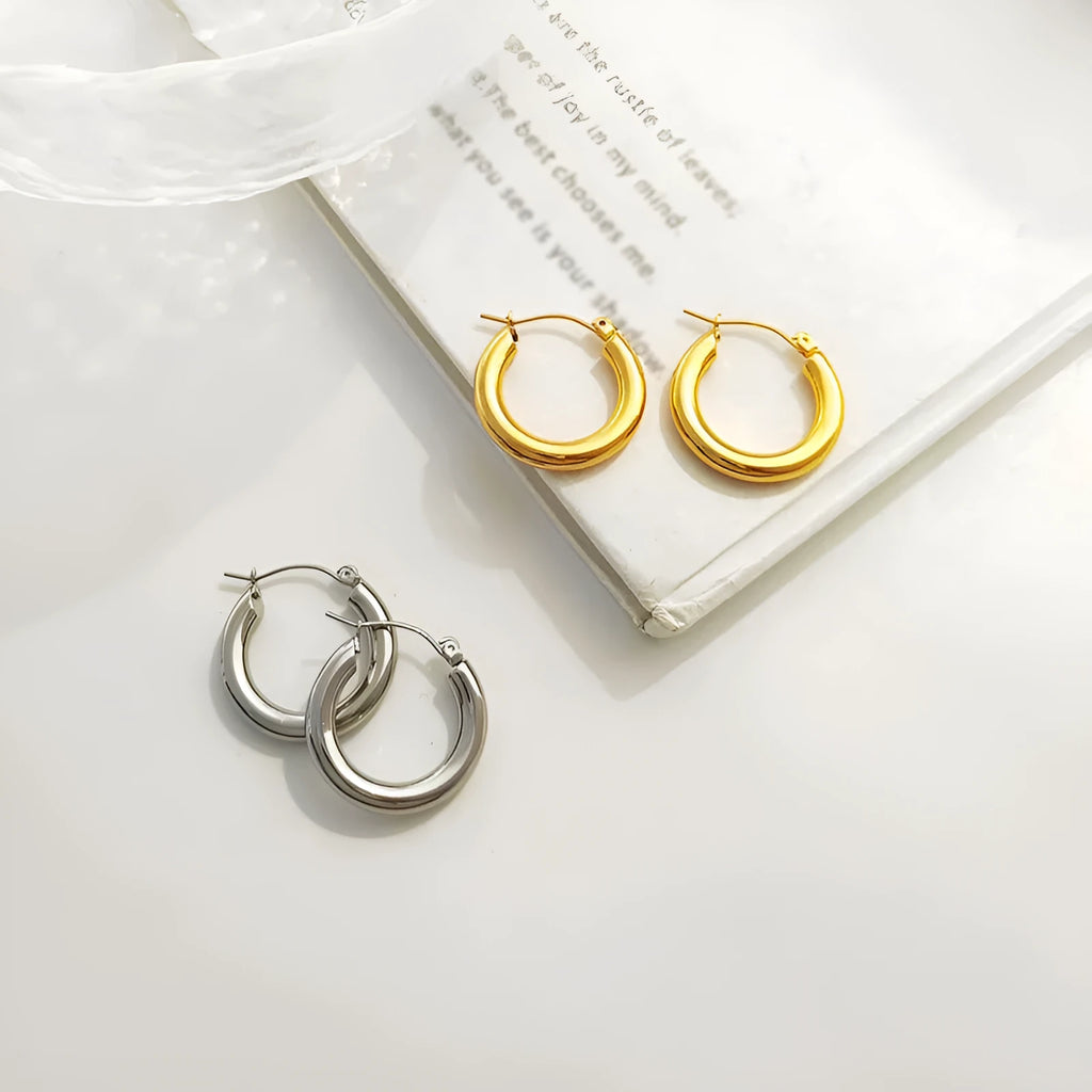 Gold plated vintage European MAYSU ring earrings, geometric copper electroplated, for women