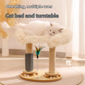 Wooden cat climbing frame with double turntable and scratch-resistant surface in cute style