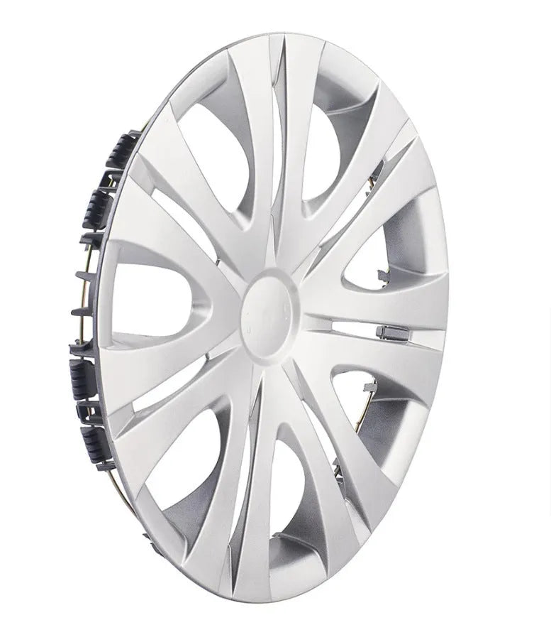 Universal monochrome ABS wheel hub cover for car in silver, black or electroplating finish.