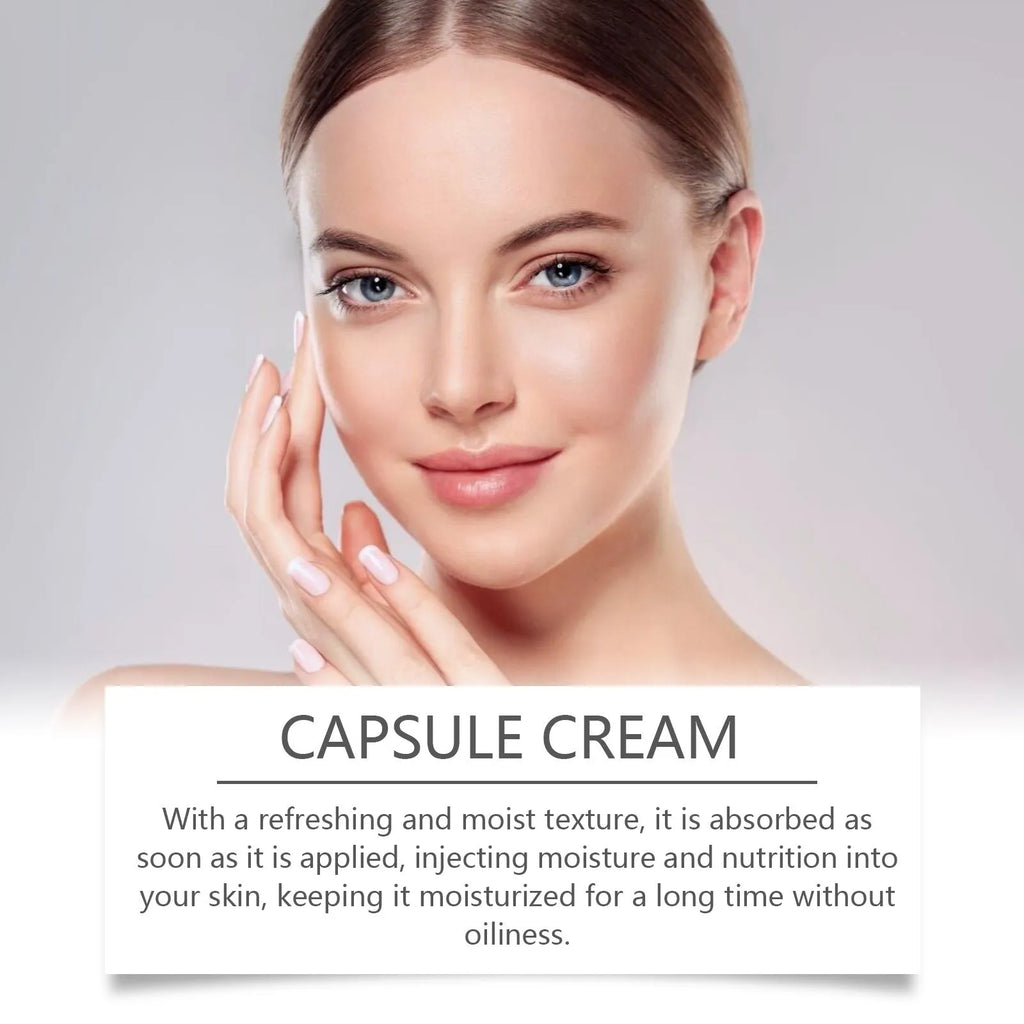 55g jar of easy absorb nourishing moisturising cream with gel and white balls, containing tranexamic acid and nicotinamide