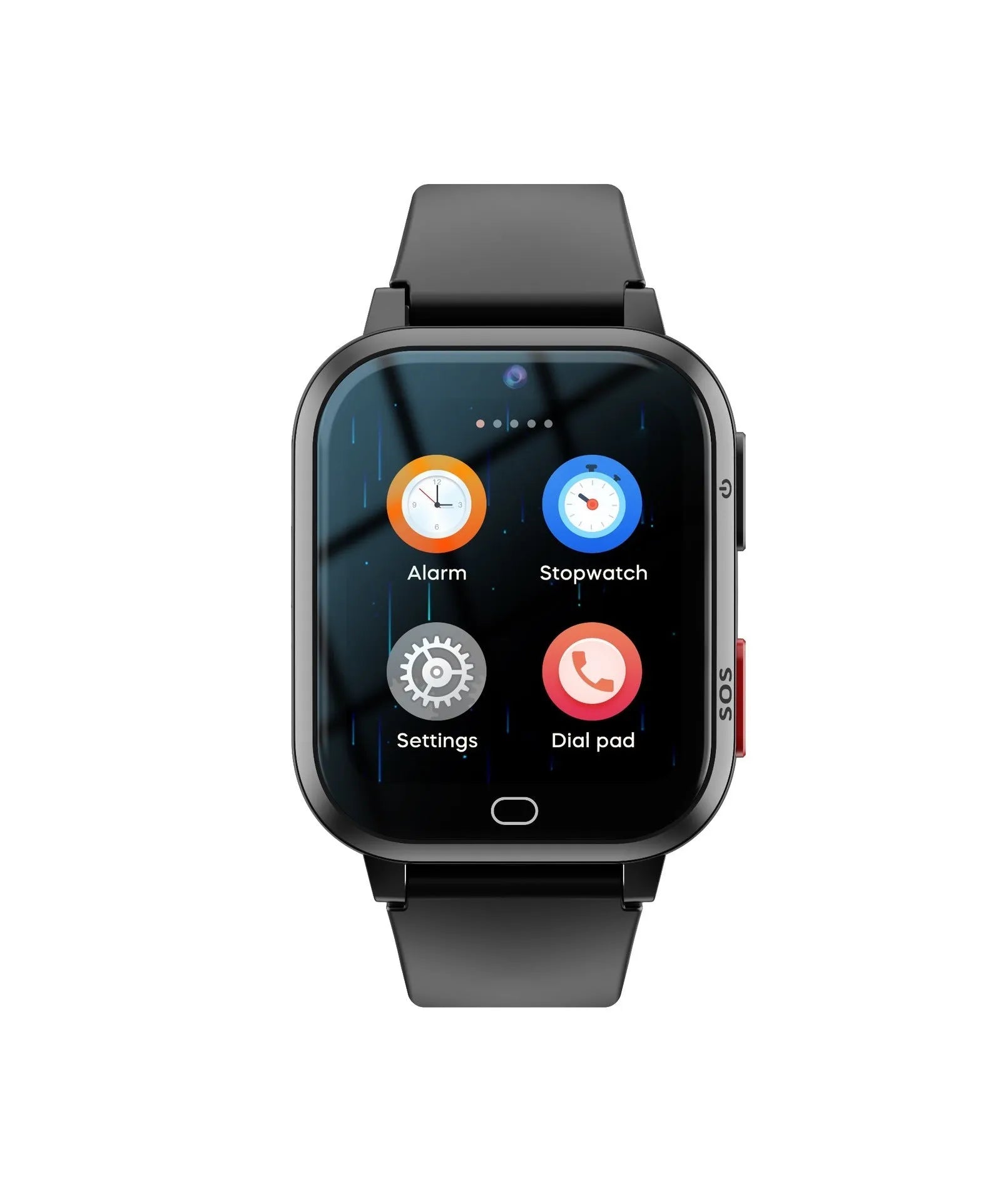 Child smart phone watch with 1.83 inch screen, 4G waterproof, in black colour, with touch button interface
