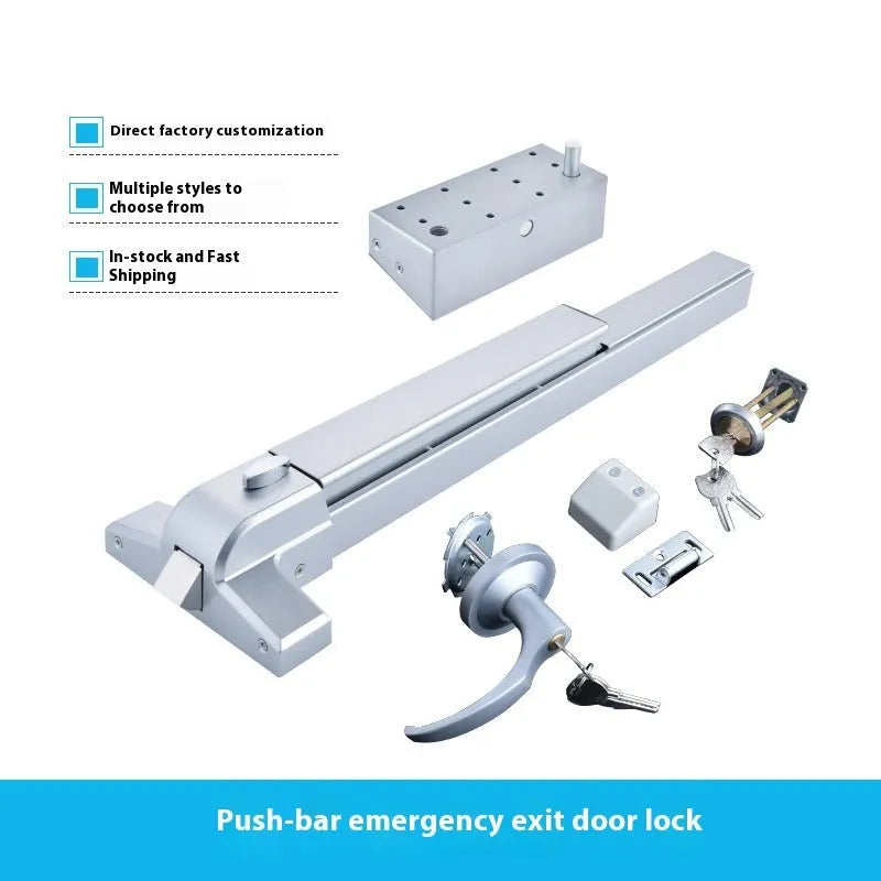Stainless steel fireproof door push lock with external handle for 65cm wide baked paint single doors