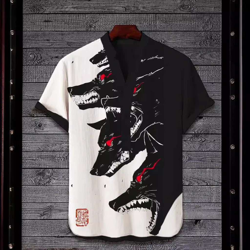 Men's grey short sleeve t-shirt with a colourful 3D digital tiger print on the front.
