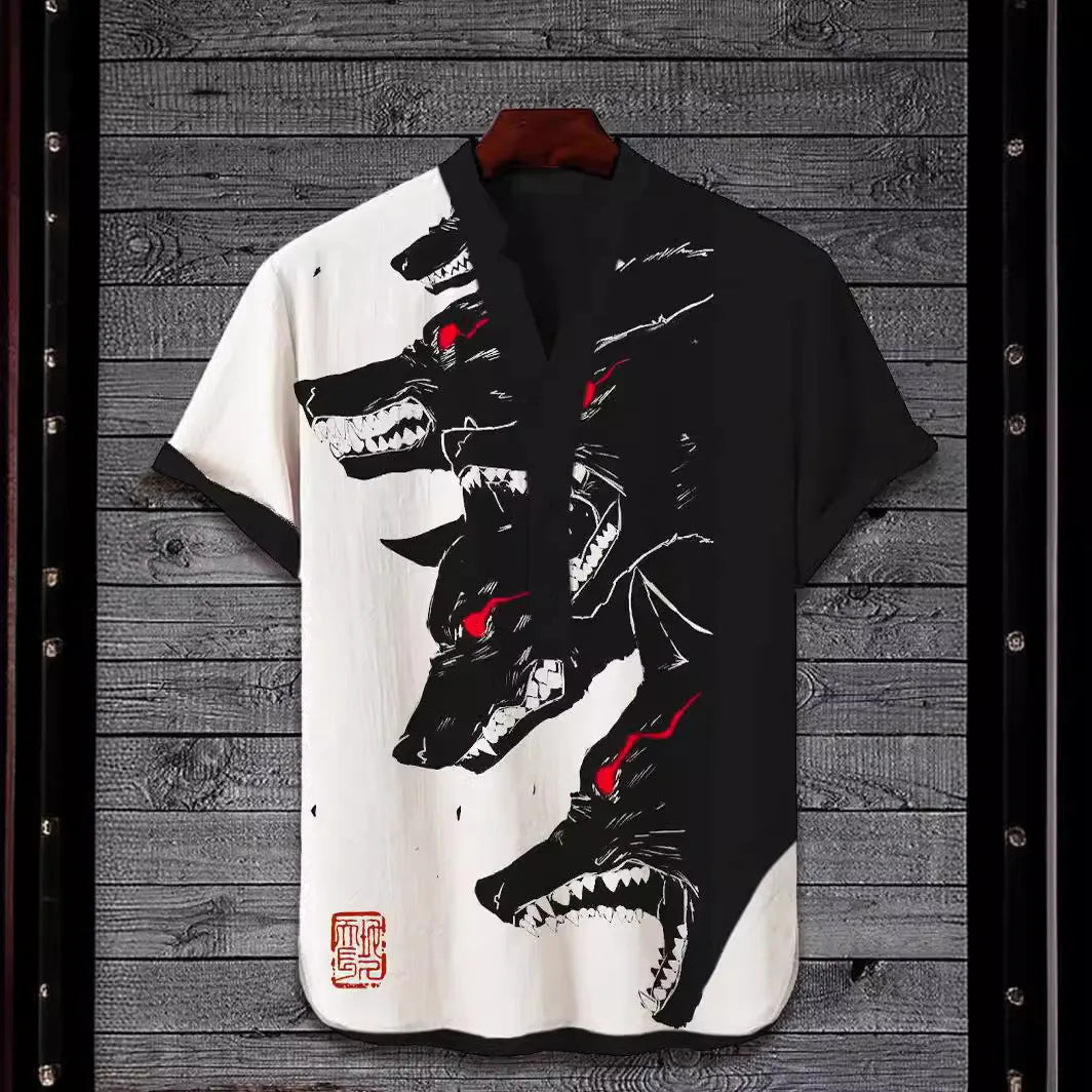 Men's grey short sleeve t-shirt with a colourful 3D digital tiger print on the front.