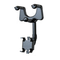 Black rearview mirror phone holder with rotating head and telescopic arm extended
