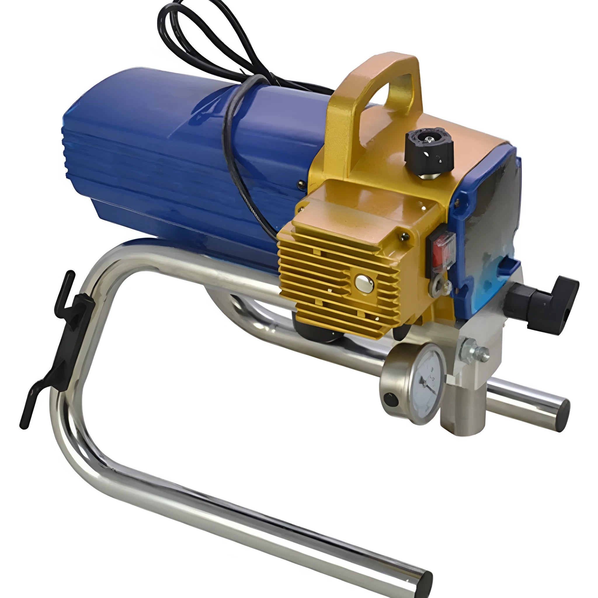 Blue portable electric airless spraying machine with spray gun and 50cm extension rod.