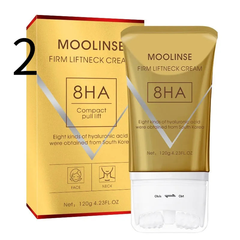 Neck moisturising cream with application roller for dry skin care