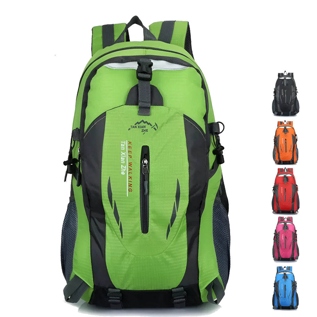 Large outdoor travel backpack in Oxford cloth with multiple compartments and dual shoulder straps
