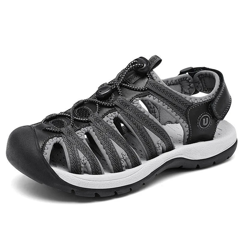 Women's toe box sandals with leather mesh upper and rubber sole in a range of colours