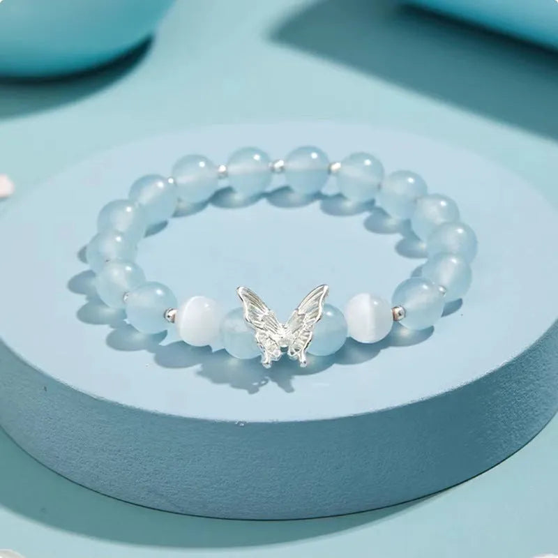 Cat eye crystal bracelet for women with butterfly and bow design in princess style