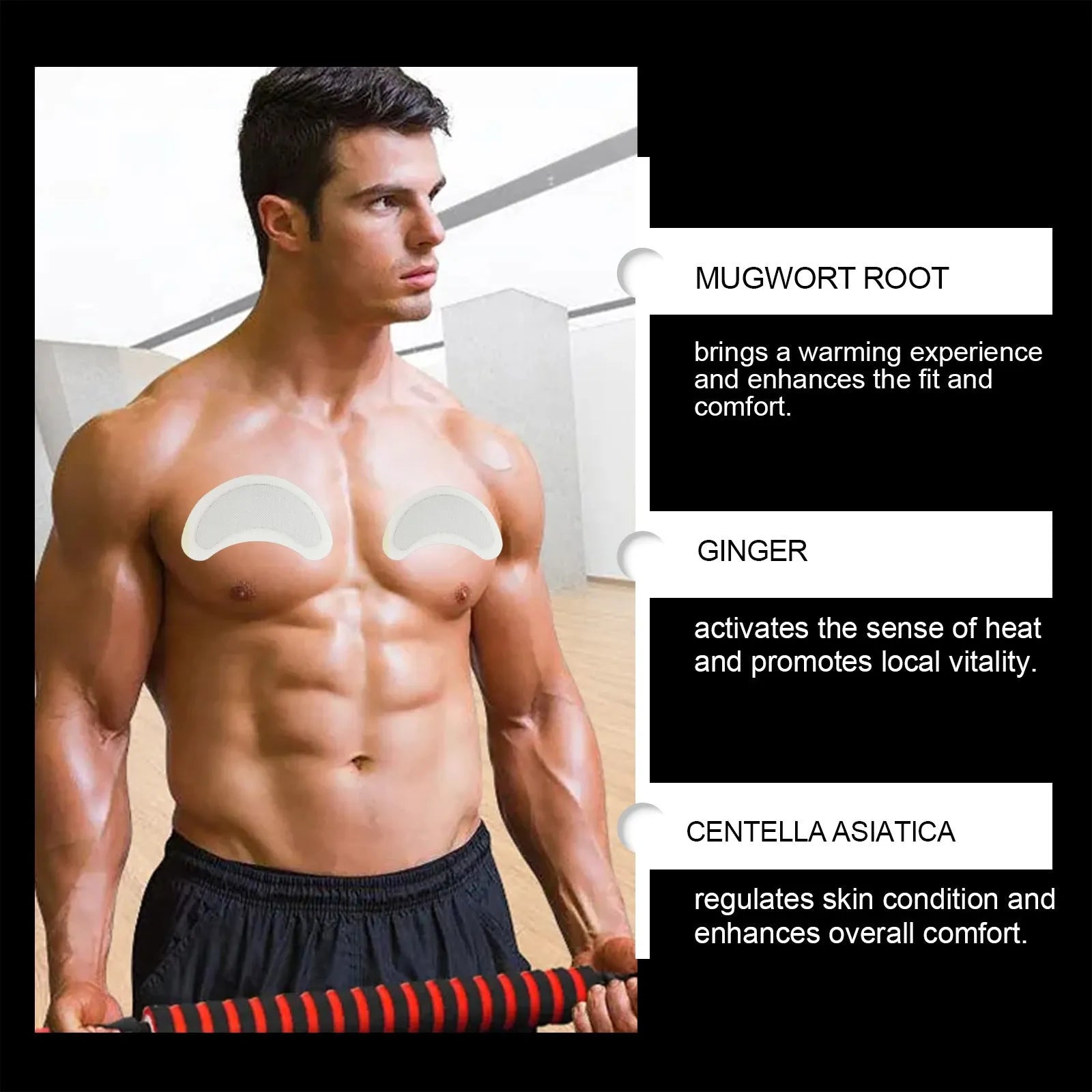 Men's figure control patch gentle and compact 4-piece pack with active ingredients for chest application