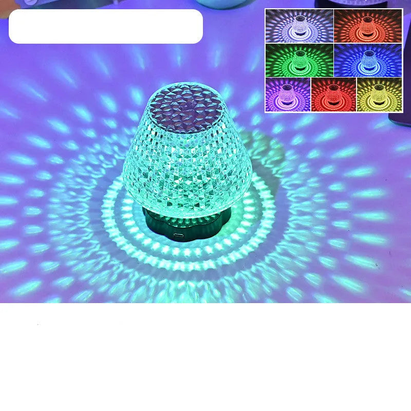 Diamond crystal touch sensor table lamp with USB charging, 3 colour options, 8.5cm diameter